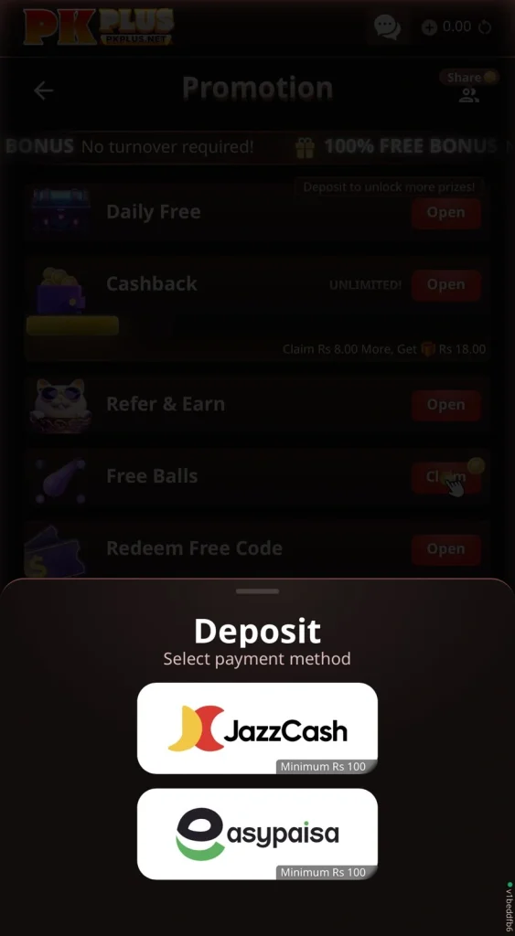 PK Plus Game Deposit