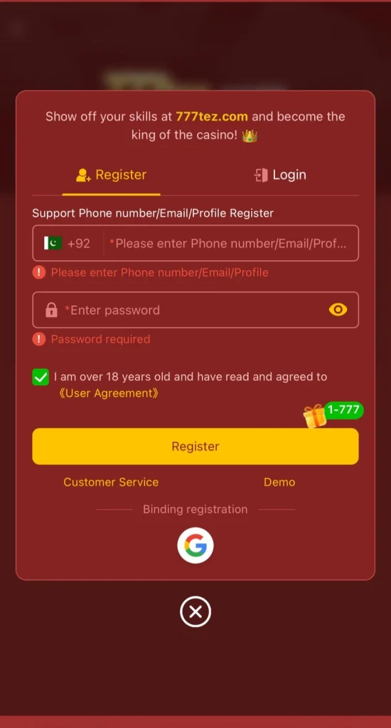 777tez Game register