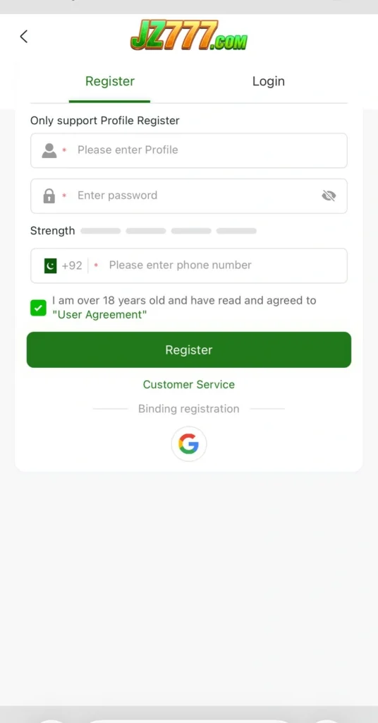 JZ 777 Game Register
