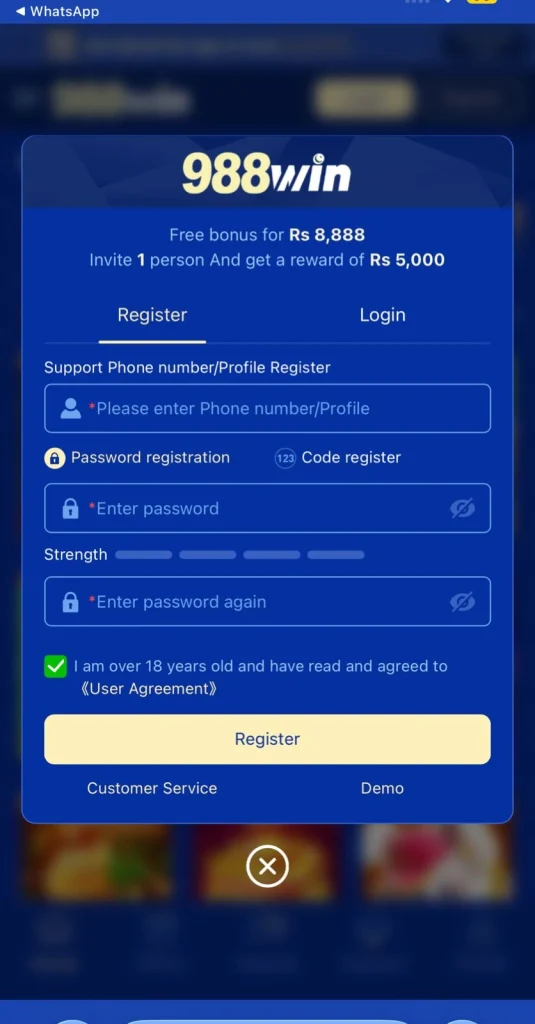 988win Game Register