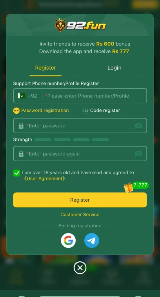 92Fun Game Register