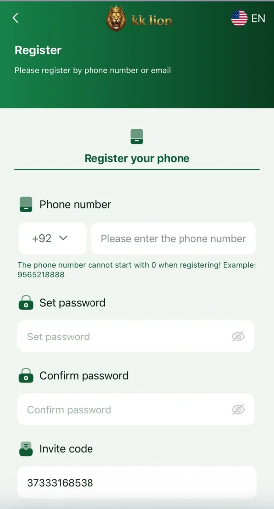 KK Lion Game Register