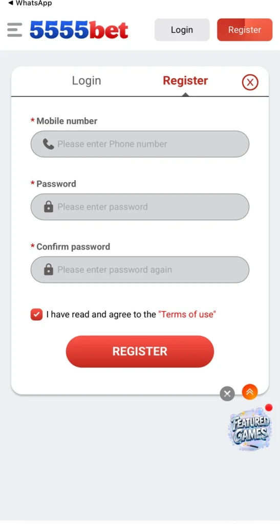 5555Bet Game Register