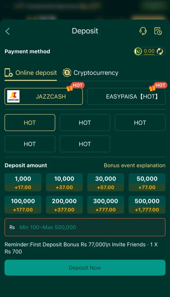 JJ77 Game Deposit