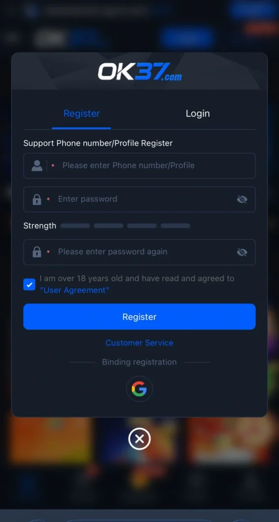 OK37 Game Register