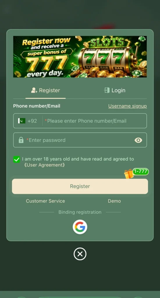777 Stake Game register