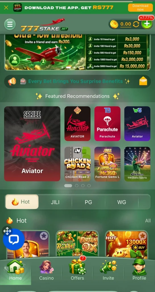 777 Stake Game Interface Screenshot