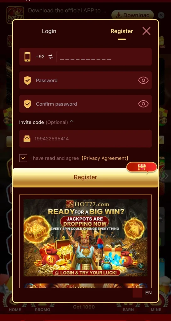 Hot77 Game Register