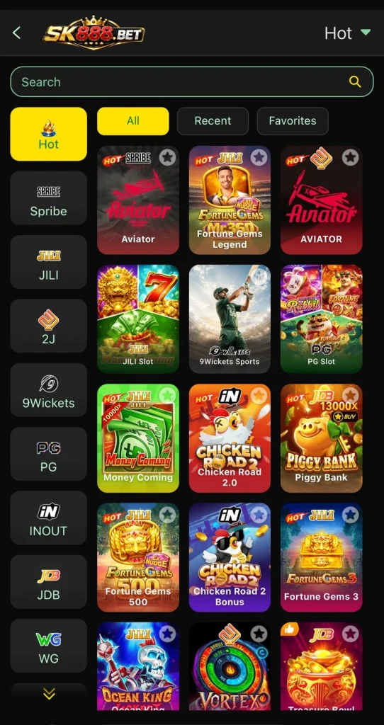 SK888 Bet Game List