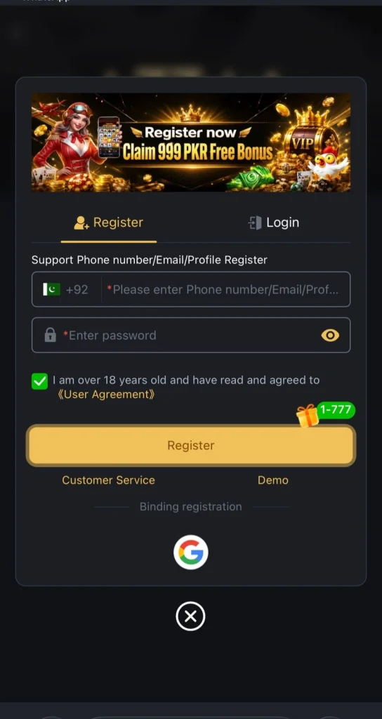 K77 Slot Game Register