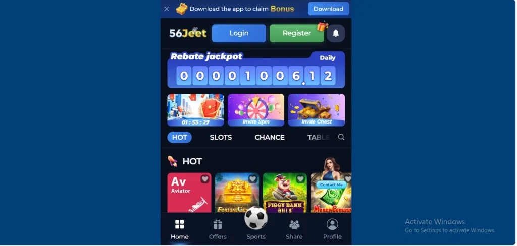 56Jeet Game Interface Screenshot