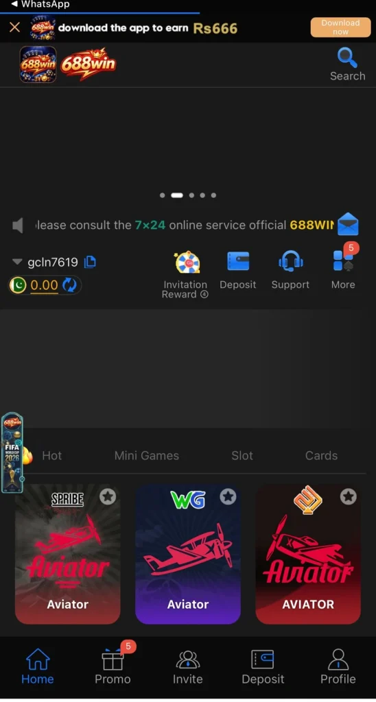 688 Win Game Interface Screenshot