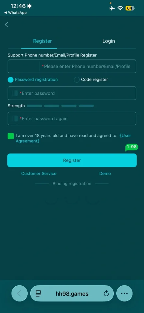 HH98 Game Register